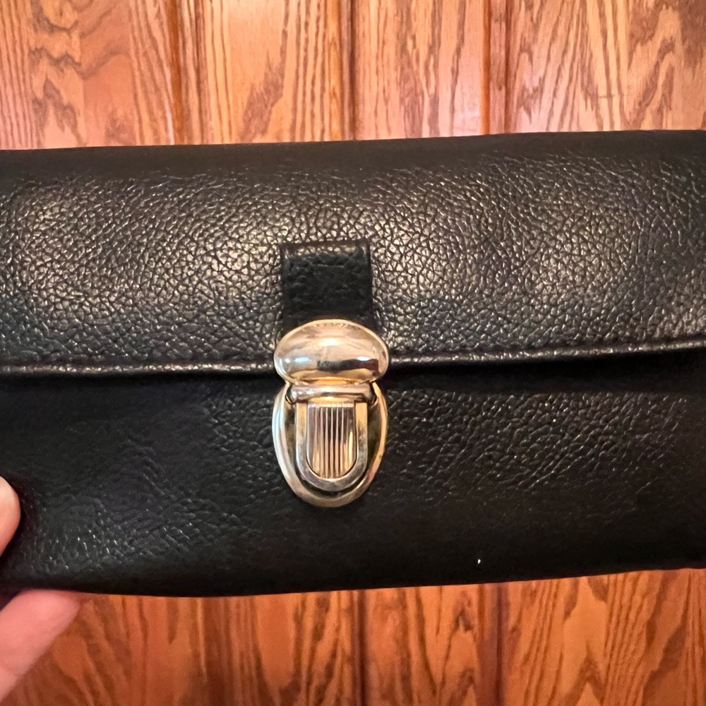 Black Wallet with Gold Clasp